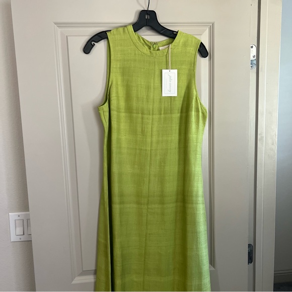 Julia Amory Silk Dupioni Jane Sleeveless Dress in Chartreuse Medium NWT rare - Picture 4 of 7